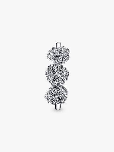 SCHLUSSSALE – Dreifacher Stiefmütterchen-Blumenring – Sterlingsilber SCHLUSSSALE – Dreifacher Stiefmütterchen-Blumenring – Sterlingsilber