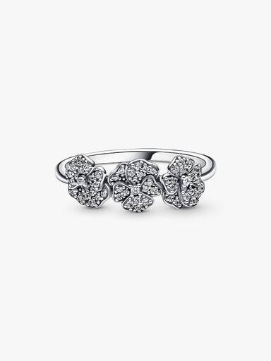 SCHLUSSSALE – Dreifacher Stiefmütterchen-Blumenring – Sterlingsilber SCHLUSSSALE – Dreifacher Stiefmütterchen-Blumenring – Sterlingsilber