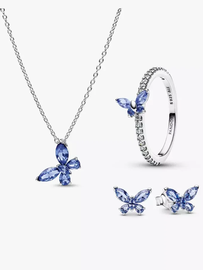 Schmetterlingsschmuck-Set in Winterblau, 3-teilig Schmetterlingsschmuck-Set in Winterblau, 3-teilig