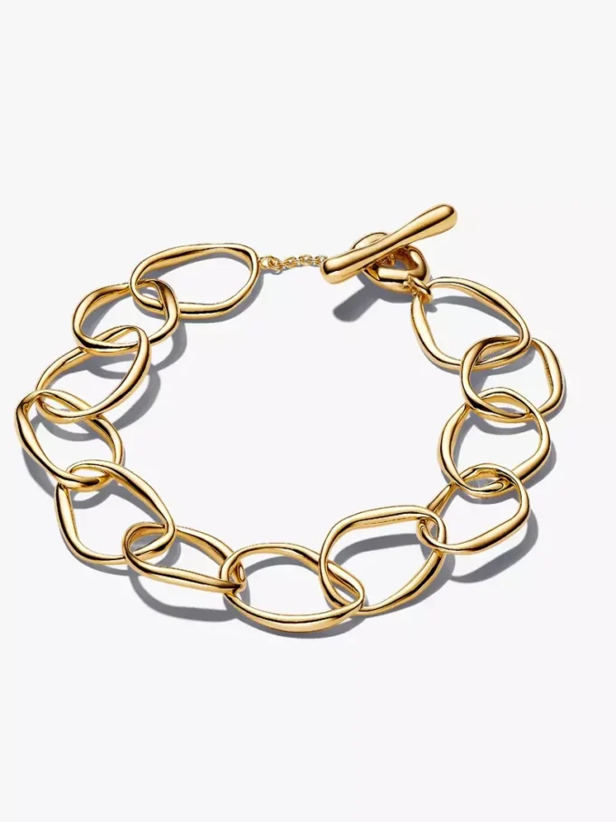 Organisch geformtes Gliederarmband, 14 Karat vergoldet Organisch geformtes Gliederarmband, 14 Karat vergoldet