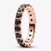 Schwarzer, funkelnder Eternity-Ring mit 14-karätiger Roségoldbeschichtung
