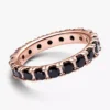 Schwarzer, funkelnder Eternity-Ring mit 14-karätiger Roségoldbeschichtung