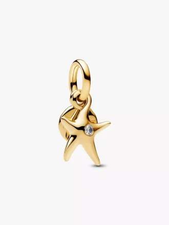 Doppelter Seestern-Dangle Charm, 14-karätig vergoldet