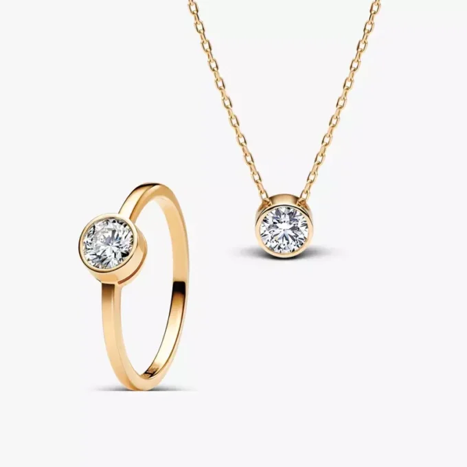 Set aus Halskette und Ring mit laborgrownem Diamant in Zargenfassung, 2er-Set Set aus Halskette und Ring mit laborgrownem Diamant in Zargenfassung, 2er-Set