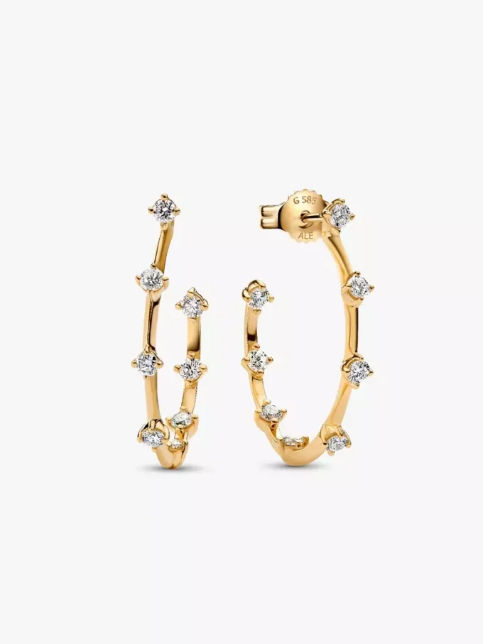 Pandora Era Lab-Grown Diamonds Station Hoop Ohrringe 0,40 ct TW, 14 Karat Gold Pandora Era Lab-Grown Diamonds Station Hoop Ohrringe 0,40 ct TW, 14 Karat Gold