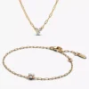 Set aus Paperclip-Halskette und Armband mit laborgezüchteten Diamanten, 2er-Set