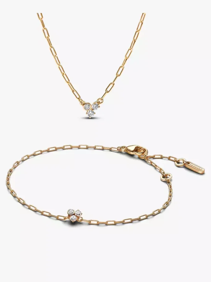 Set aus Paperclip-Halskette und Armband mit laborgezüchteten Diamanten, 2er-Set