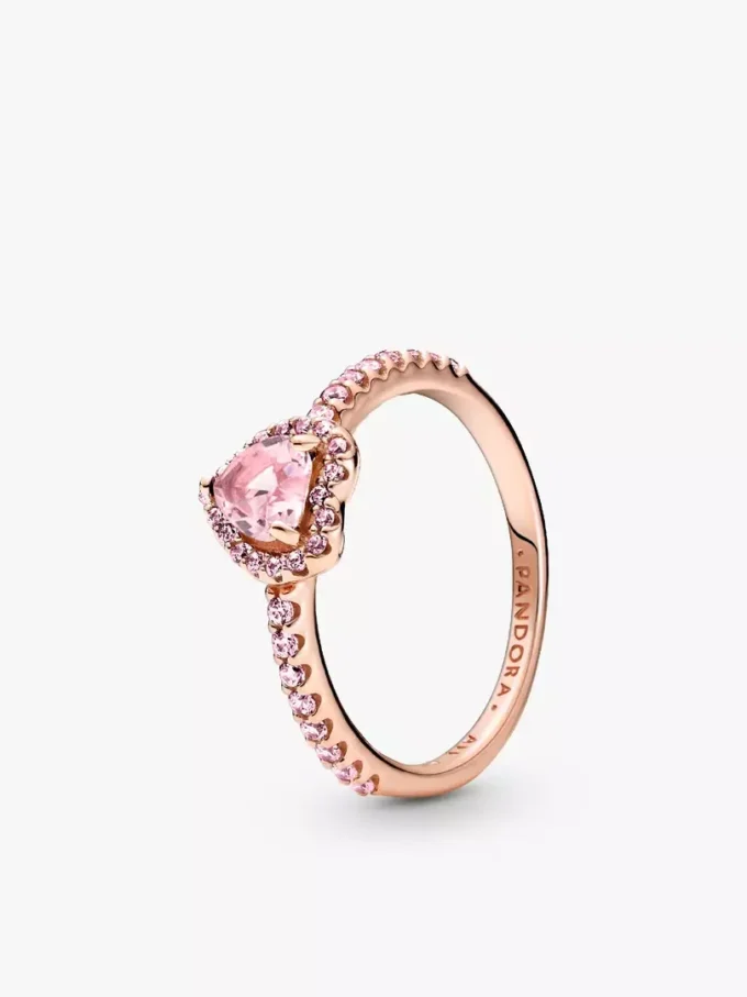 Set aus zwei rosa funkelnden, erhöhten Herzringen Set aus zwei rosa funkelnden, erhöhten Herzringen