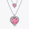 Set aus zwei rosa Herz-Halsketten