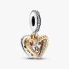 Shooting Star Hearts Double Dangle Charm – Sterlingsilber, 14-karätige Vergoldung