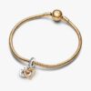 Shooting Star Hearts Double Dangle Charm – Sterlingsilber, 14-karätige Vergoldung