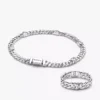 Silber-Herz-Kubaketten-Armband & Ring-Set, 2er-Set Silber-Herz-Kubaketten-Armband & Ring-Set, 2er-Set