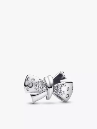 Funkelnder Schleifen-Charm aus Sterlingsilber