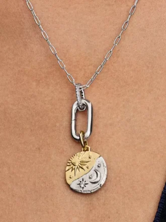 Sonne-und-Mond-Charm, Sterlingsilber, 14-karätig vergoldet