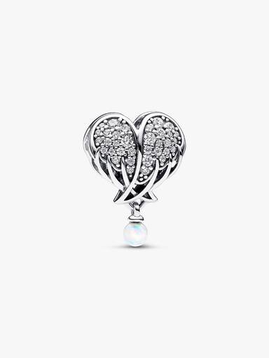 Sparkling Angel Wings & Heart Charm – Sterlingsilber Sparkling Angel Wings & Heart Charm – Sterlingsilber