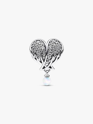 Sparkling Angel Wings & Heart Charm – Sterlingsilber Sparkling Angel Wings & Heart Charm – Sterlingsilber