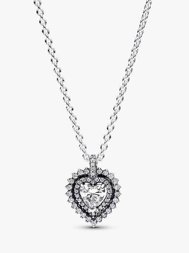 Sparkling Heart Halo Anhänger-Halskette – Sterlingsilber Sparkling Heart Halo Anhänger-Halskette – Sterlingsilber