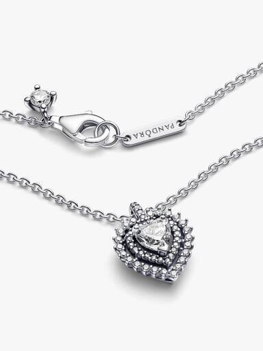 Sparkling Heart Halo Anhänger-Halskette – Sterlingsilber Sparkling Heart Halo Anhänger-Halskette – Sterlingsilber