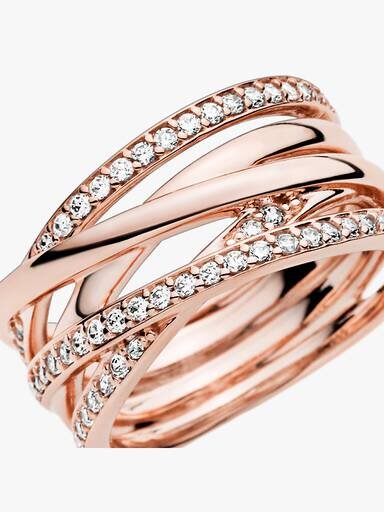 Sparkling & Polished Lines Ring – 14 Karat Roségold-Beschichtung Sparkling & Polished Lines Ring – 14 Karat Roségold-Beschichtung