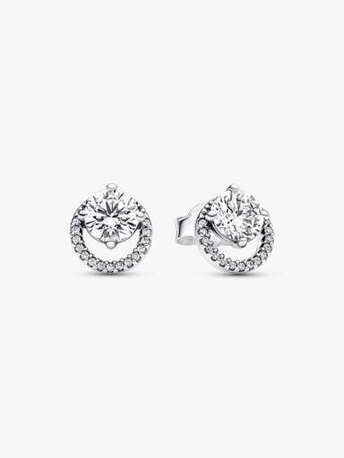 Sparkling Round Halo Ohrringe – Sterlingsilber Sparkling Round Halo Ohrringe – Sterlingsilber