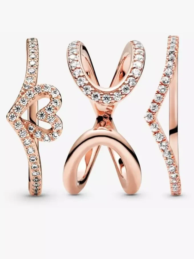 Stacking-Ring-Set „Lots of Love and Sparkle“, 3er-Set