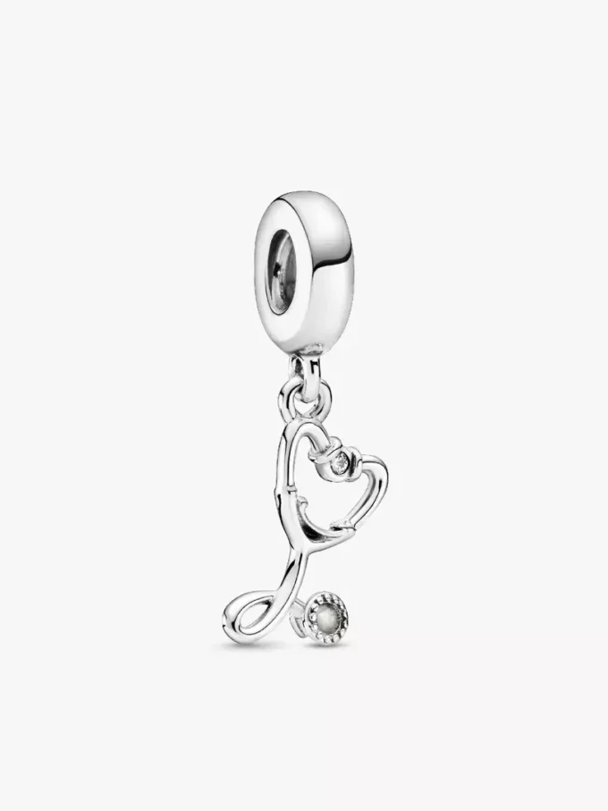 Stethoskop-Herz-Dangle Charm aus Sterlingsilber Stethoskop-Herz-Dangle Charm aus Sterlingsilber