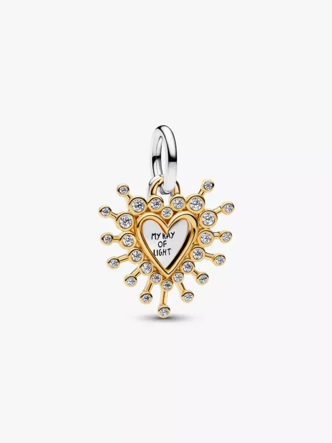 Strahlender Herz-Dangle Charm aus Sterlingsilber, 14-karätig vergoldet Strahlender Herz-Dangle Charm aus Sterlingsilber, 14-karätig vergoldet