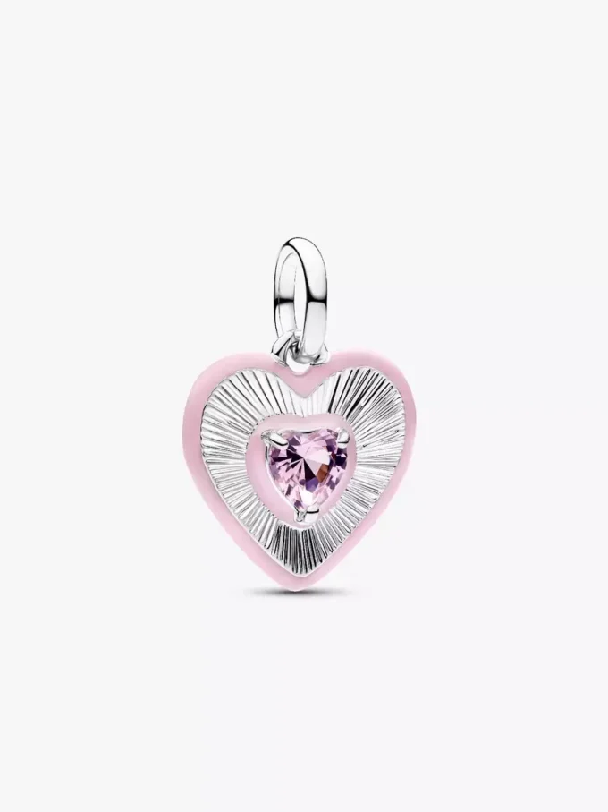 Strahlender rosa Herz-Charm aus Sterlingsilber Strahlender rosa Herz-Charm aus Sterlingsilber