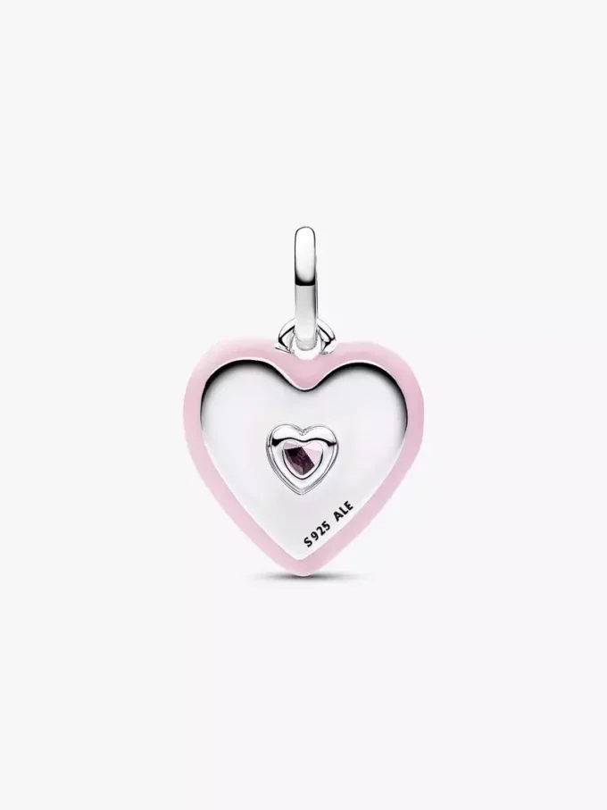 Strahlender rosa Herz-Charm aus Sterlingsilber Strahlender rosa Herz-Charm aus Sterlingsilber