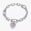 Strahlender rosa Herz-Charm aus Sterlingsilber Strahlender rosa Herz-Charm aus Sterlingsilber