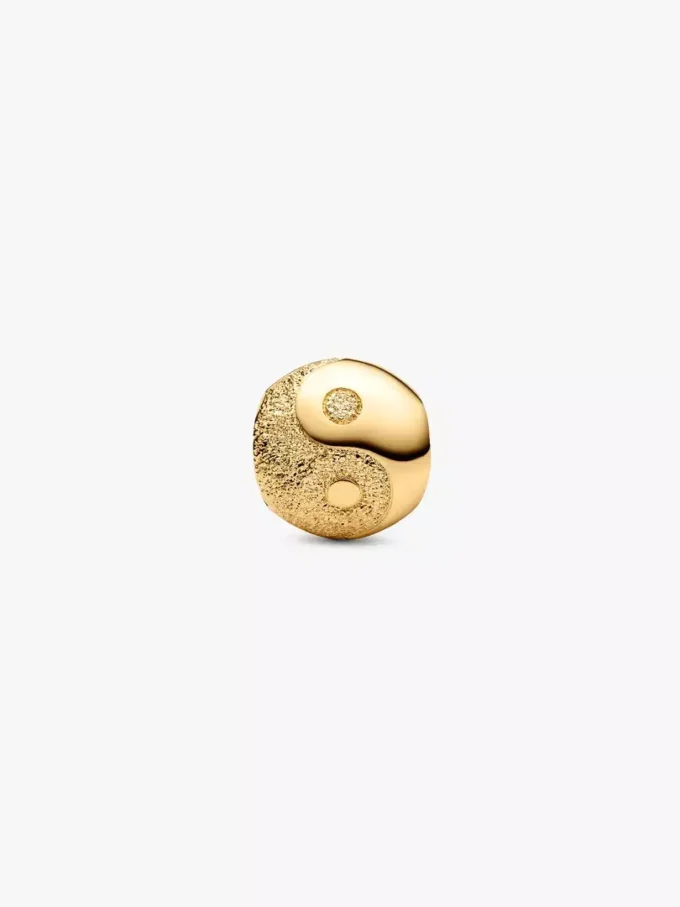 Strukturierter Yin-und-Yang-Mini-Charm, 14-karätig vergoldet Strukturierter Yin-und-Yang-Mini-Charm, 14-karätig vergoldet