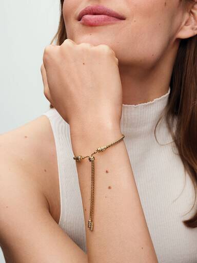 Studded Chain Slider Armband – 14 Karat vergoldet Studded Chain Slider Armband – 14 Karat vergoldet