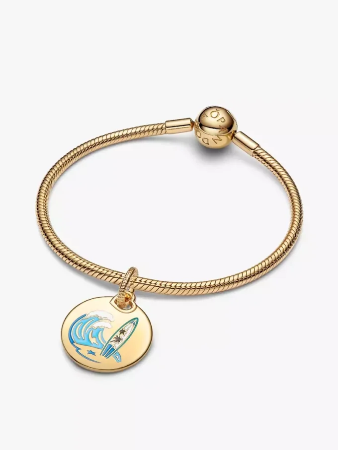 Surf-Dangle Charm mit rundem Anhänger, 14-karätig vergoldet Surf-Dangle Charm mit rundem Anhänger, 14-karätig vergoldet