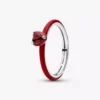 Roter Chakra-Herzring aus Sterlingsilber