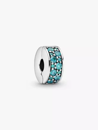 Teal-farbener Pavé-Clip Charm aus Sterlingsilber Teal-farbener Pavé-Clip Charm aus Sterlingsilber