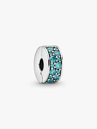 Teal-Pavé-Clip Charm – Sterlingsilber Teal-Pavé-Clip Charm – Sterlingsilber