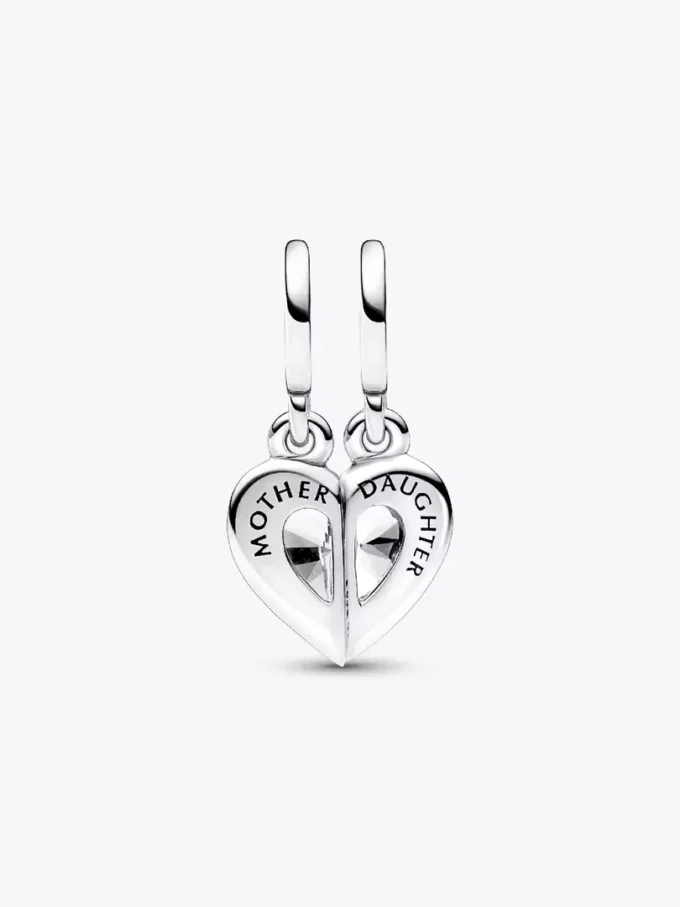 Teilbarer Mutter-&-Tochter-Dangle Charm aus Sterlingsilber Teilbarer Mutter-&-Tochter-Dangle Charm aus Sterlingsilber