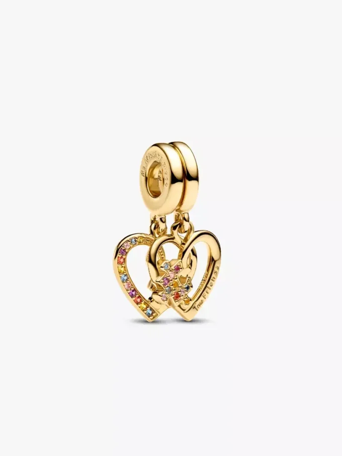 Teilbarer Puzzleteil-Herz-Dangle Charm, 14-karätig vergoldet Teilbarer Puzzleteil-Herz-Dangle Charm, 14-karätig vergoldet