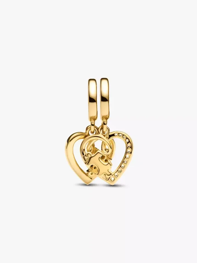 Teilbarer Puzzleteil-Herz-Dangle Charm, 14-karätig vergoldet Teilbarer Puzzleteil-Herz-Dangle Charm, 14-karätig vergoldet