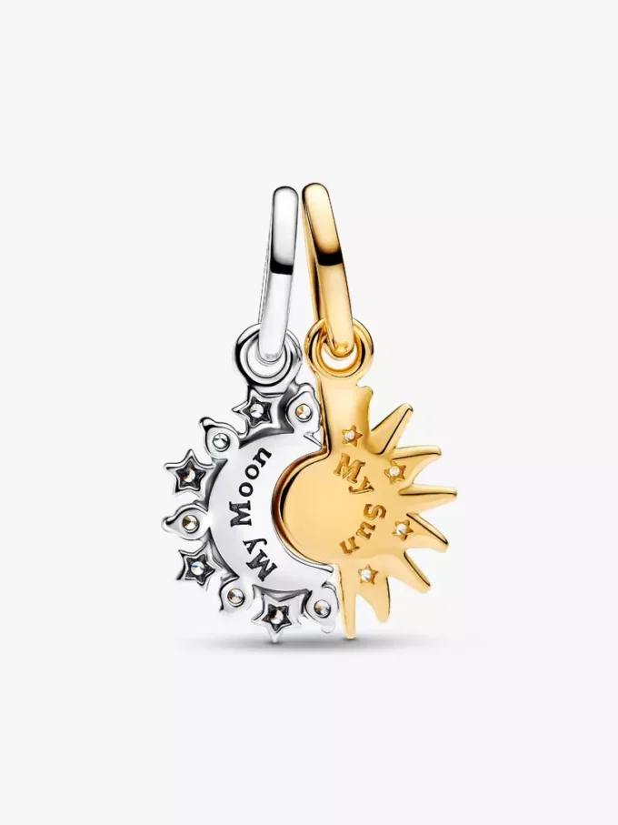 Teilbarer Sonnen- und Mond-Dangle Charm aus Sterlingsilber, 14-karätig vergoldet Teilbarer Sonnen- und Mond-Dangle Charm aus Sterlingsilber, 14-karätig vergoldet