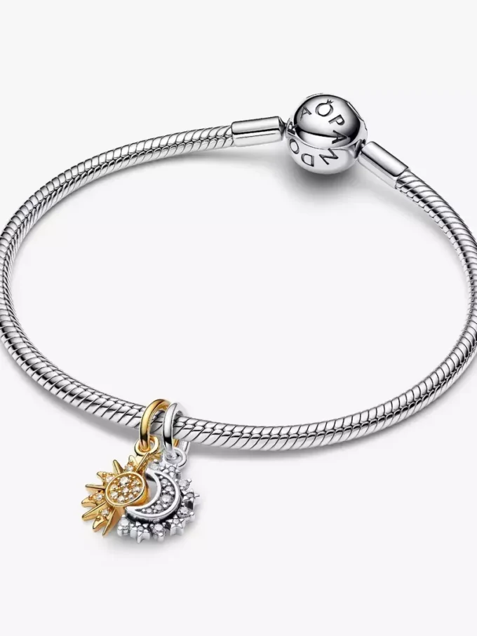 Teilbarer Sonnen- und Mond-Dangle Charm aus Sterlingsilber, 14-karätig vergoldet Teilbarer Sonnen- und Mond-Dangle Charm aus Sterlingsilber, 14-karätig vergoldet