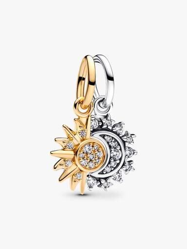 Teilbarer Sonnen- und Mond-Dangle Charm – Sterlingsilber, 14-karätige Vergoldung Teilbarer Sonnen- und Mond-Dangle Charm – Sterlingsilber, 14-karätige Vergoldung