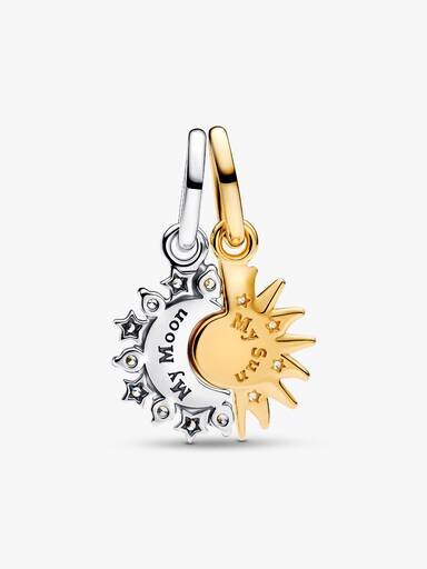 Teilbarer Sonnen- und Mond-Dangle Charm – Sterlingsilber, 14-karätige Vergoldung Teilbarer Sonnen- und Mond-Dangle Charm – Sterlingsilber, 14-karätige Vergoldung