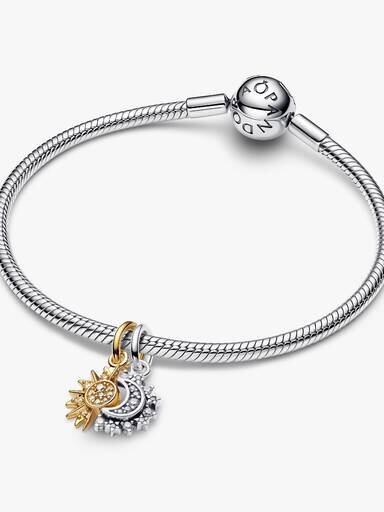 Teilbarer Sonnen- und Mond-Dangle Charm – Sterlingsilber, 14-karätige Vergoldung Teilbarer Sonnen- und Mond-Dangle Charm – Sterlingsilber, 14-karätige Vergoldung