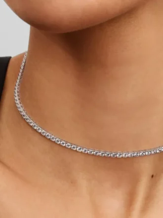 Tennis-Choker-Halskette aus Sterlingsilber