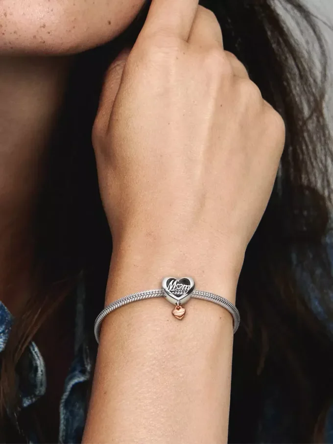 „Thank you mum“-Herz-Charm aus Sterlingsilber, 14-karätig rosévergoldet „Thank you mum“-Herz-Charm aus Sterlingsilber, 14-karätig rosévergoldet
