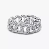 Pavé-Ring mit kubanischer Kette aus Sterlingsilber Pavé-Ring mit kubanischer Kette aus Sterlingsilber