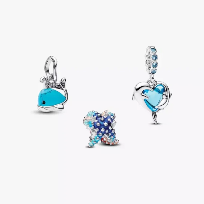 Trio aus Charms mit tiefblauen Meerestieren, 3er-Set Trio aus Charms mit tiefblauen Meerestieren, 3er-Set