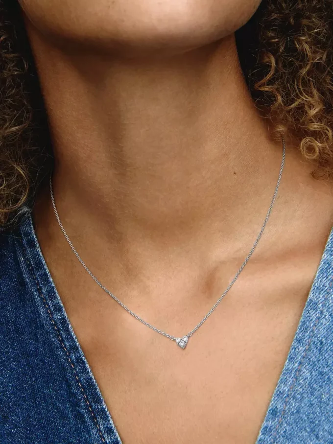 Triple Stone Heart Collier Halskette aus Sterlingsilber Triple Stone Heart Collier Halskette aus Sterlingsilber