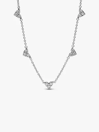 Triple Stone Heart Station Halskette – Sterlingsilber Triple Stone Heart Station Halskette – Sterlingsilber